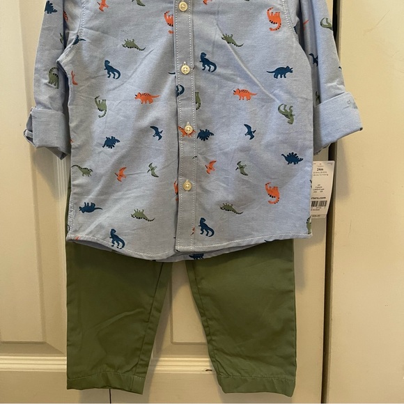 Carters Dinosaur Shirt and Pants set, Blue/Green Size 24 months, Boys - Picture 3 of 4
